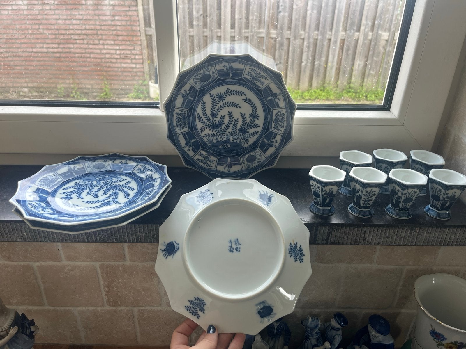 Antiek Japans Imari porselein servies met 6 kopjes, Ophalen of Verzenden
