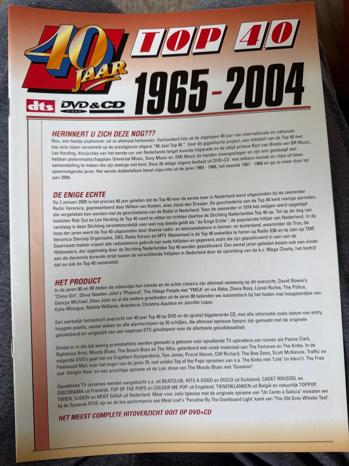 Top 40 Jaar 1965-2004 Marketing Brochure, Pop, Overige typen, Ophalen of Verzenden, Promo