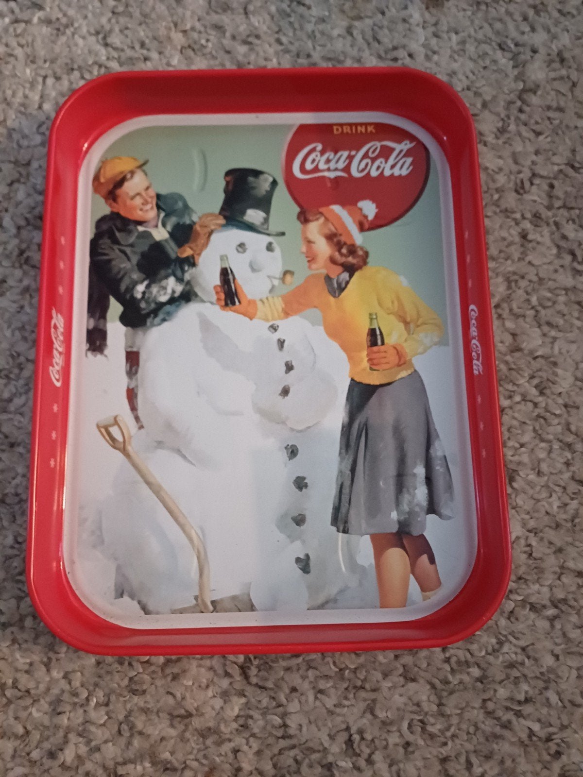 Coca-Cola dienblad - Kerstmis sneeuwpop design, Ophalen of Verzenden, Gebruikt, Gebruiksvoorwerp