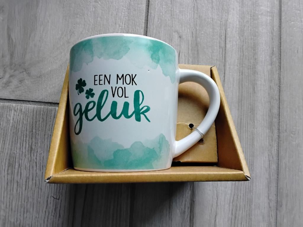 Mok 'Een mok vol geluk', Ophalen of Verzenden, Nieuw