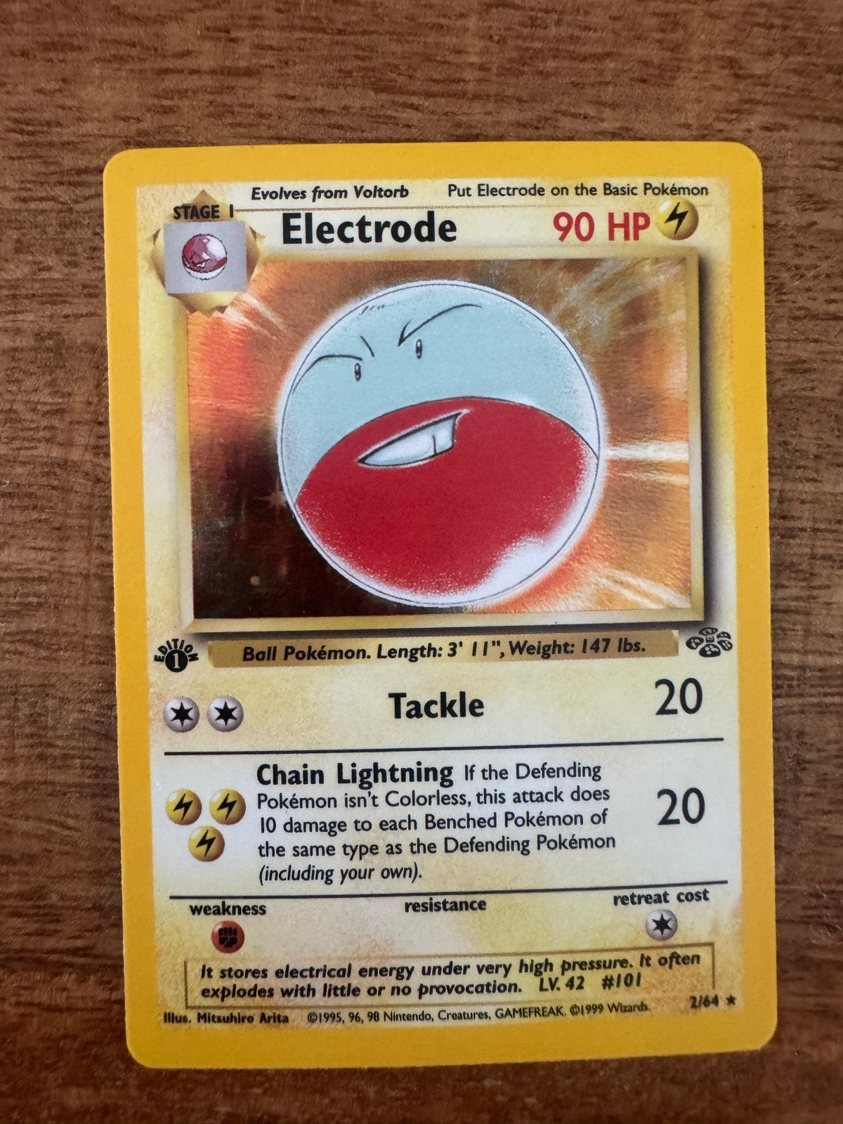 First edition Pokémon Kaart Electrode 2/64 Jungle Set 1999, Hobby en Vrije tijd, Verzamelkaartspellen | Pokémon, Ophalen of Verzenden
