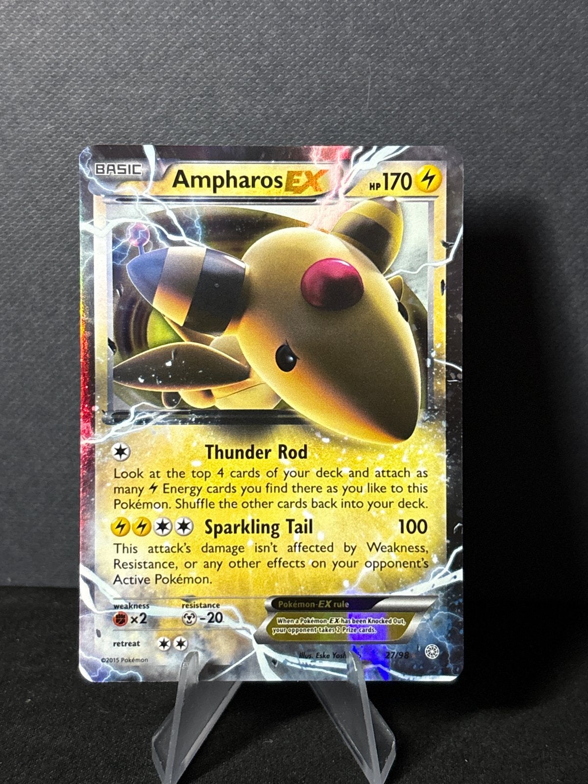 Ampharos EX #27, Ophalen of Verzenden, Zo goed als nieuw, Losse kaart, Foil