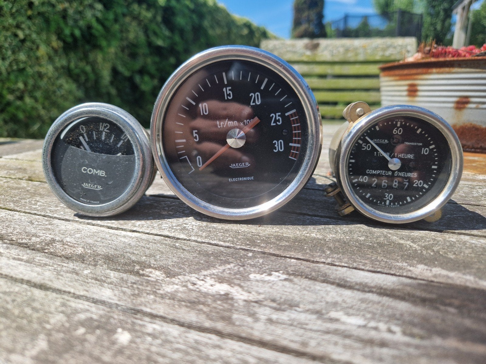 Jaeger Instrumentenset Oldtimer, Toerenteller, Brandstofmete, Verzenden, Gebruikt