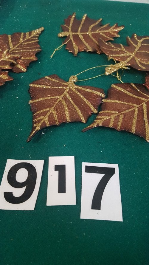917, ] kerstboom hangers blad goud bruin, Ophalen of Verzenden, 'T Olde Gre-j, Info@toldegrej.nl, Endepoelstraat 20f Didam
