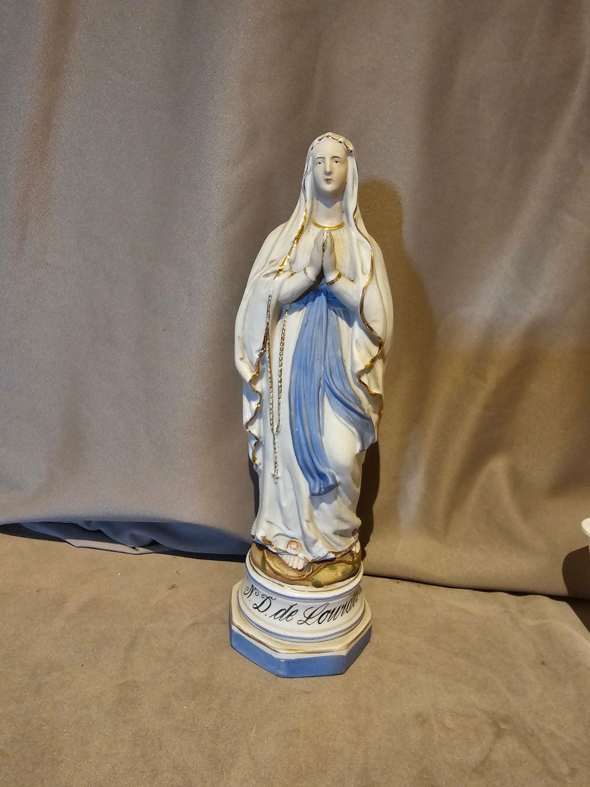 Antiek Mariabeeld Lourdes Porselein H25, Ophalen of Verzenden