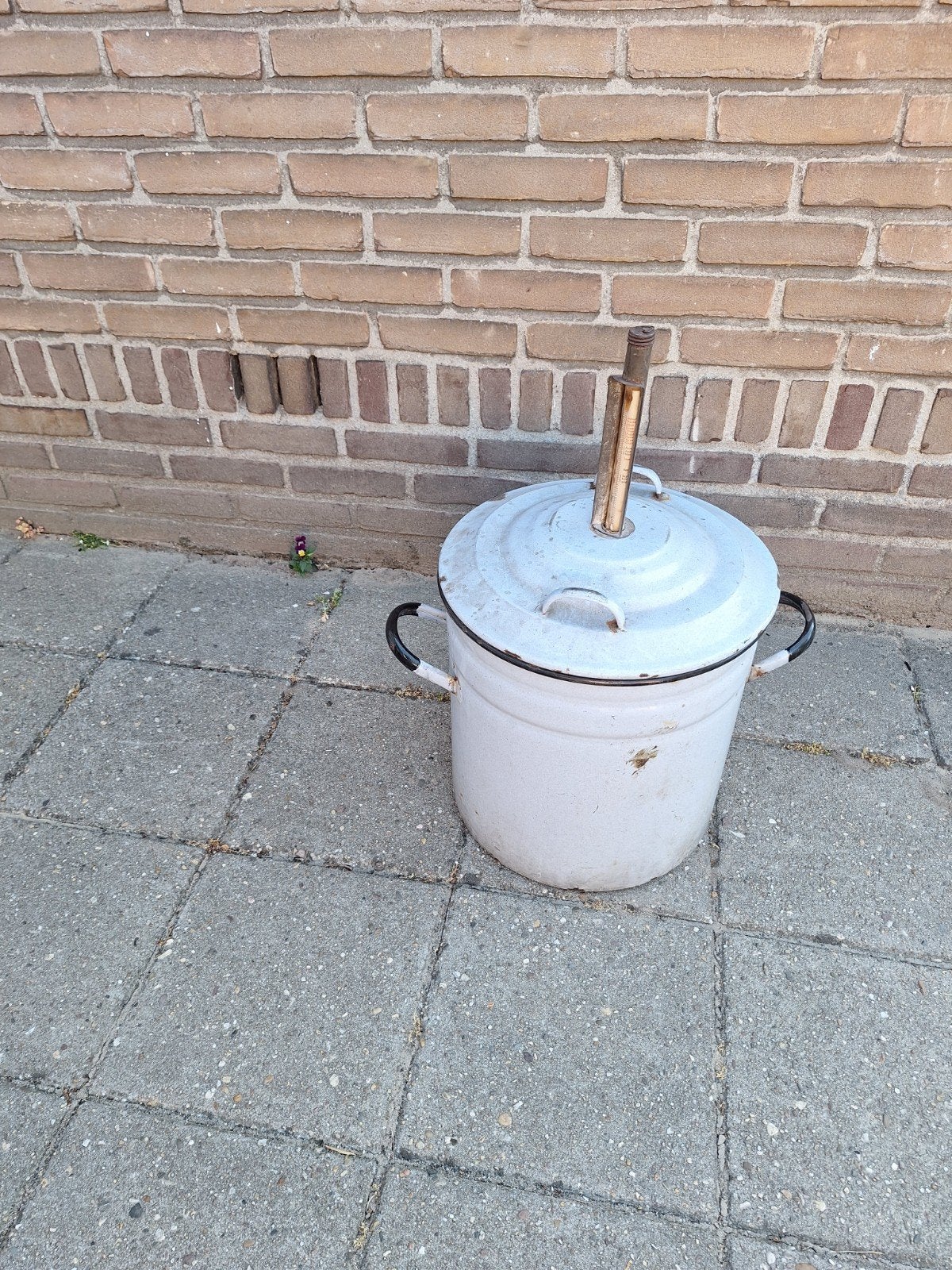 oude weckketel met thermometer, Ophalen of Verzenden, Gebruikt