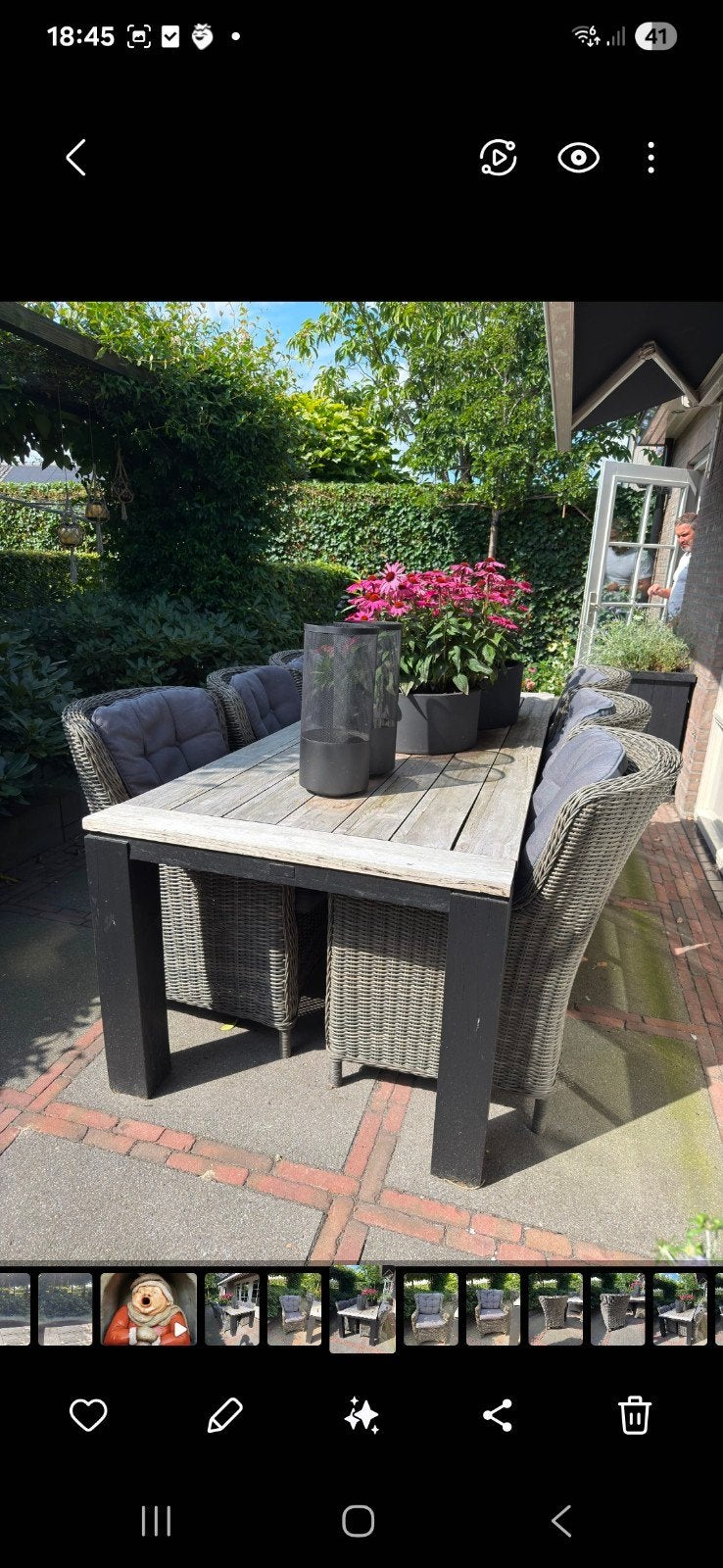 teakhouten tafel 220 x 100, Ophalen, Gebruikt, Rechthoekig, Hout