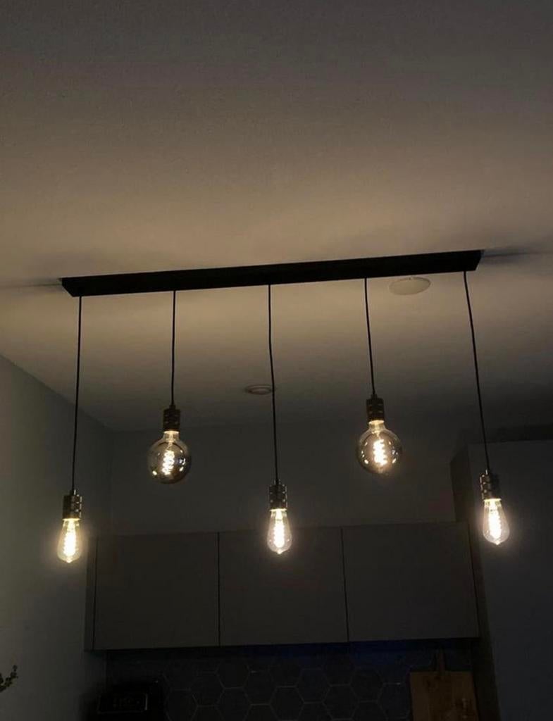 Moderne Zwarte plafond hanglamp excl Lampen, Ophalen, Zo goed als nieuw, Metaal