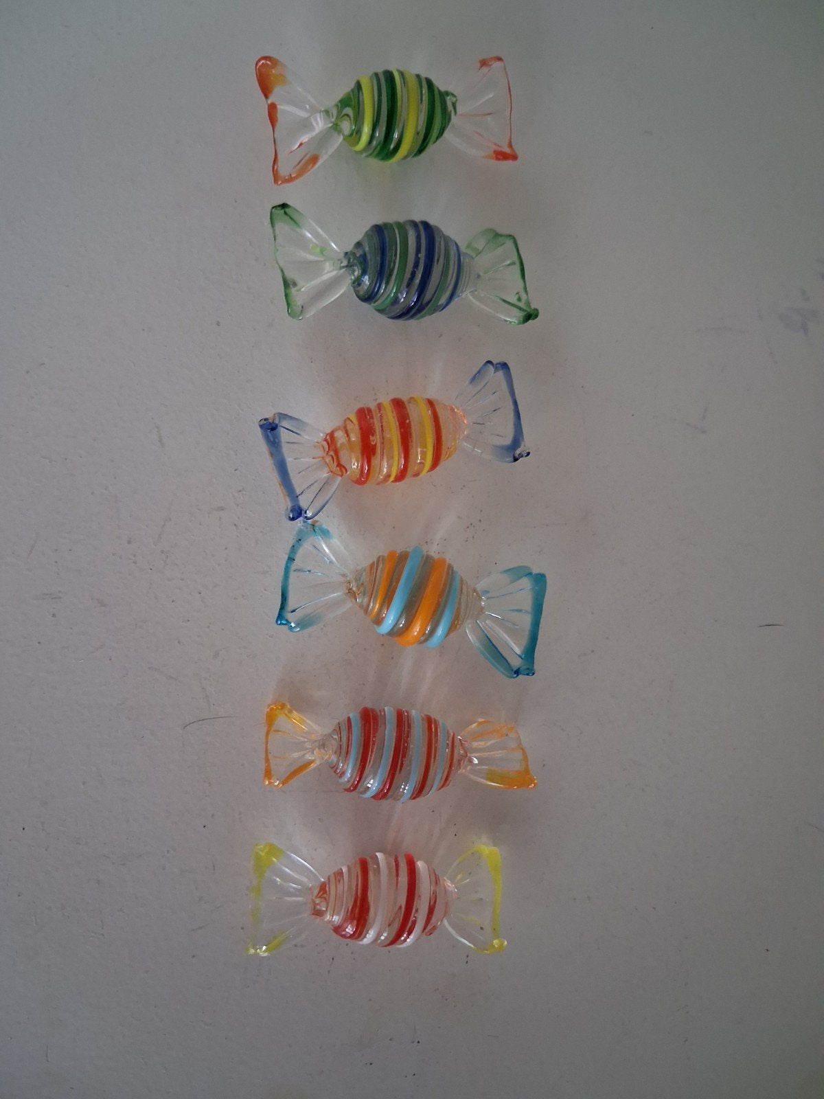 Vintage set van 6 glazen Murano snoepjes, Antiek en Kunst, Antiek | Glas en Kristal, Ophalen of Verzenden