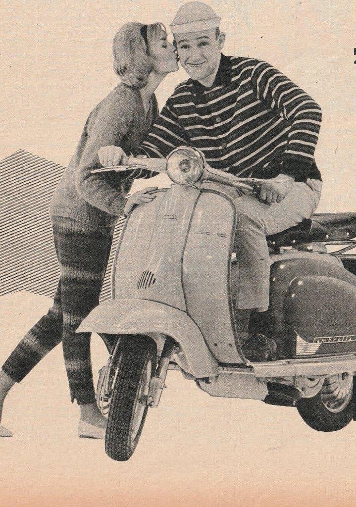 Retro reclame 1960 Lambretta brommer scooter geruisloos, Verzenden, Overige typen