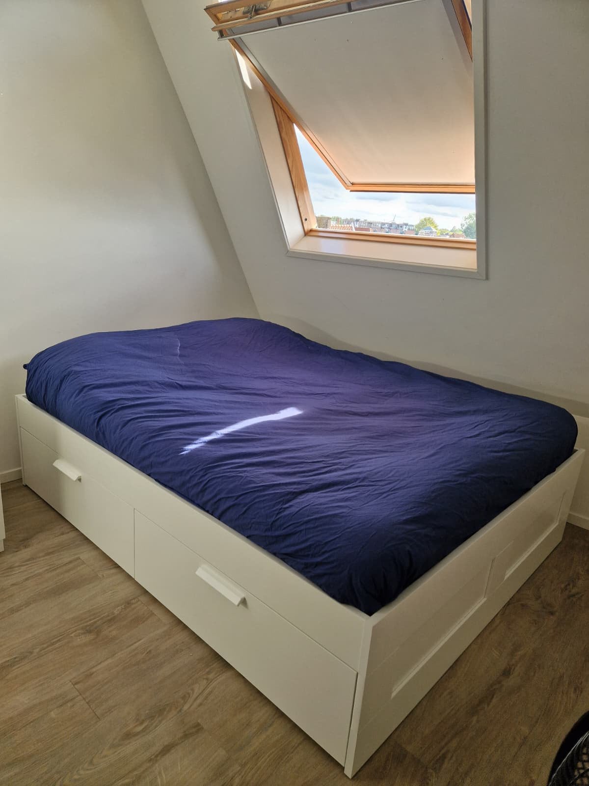 IKEA BRIMNES bed 160x200 – wit – 4 ruime opberglades, Ophalen, Wit, Tweepersoons, Zo goed als nieuw