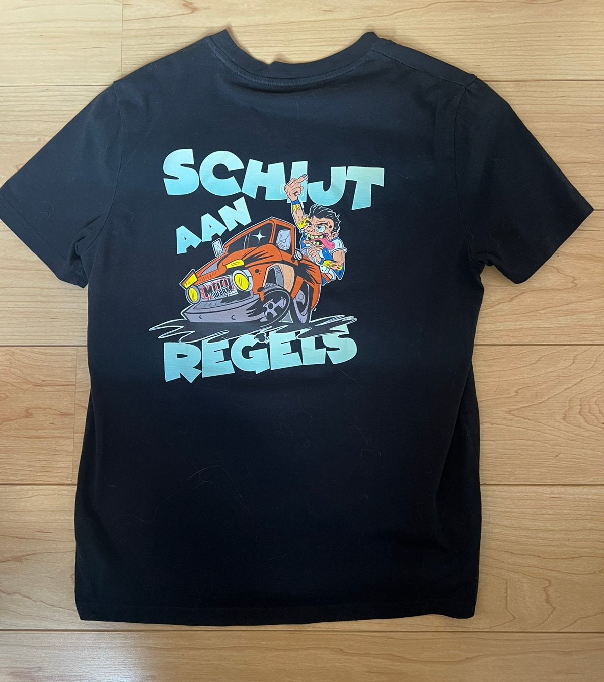Mooi wark t-shirt schijt aan regels, Ophalen of Verzenden, Zo goed als nieuw, Maat 46 (S) of kleiner, Zwart