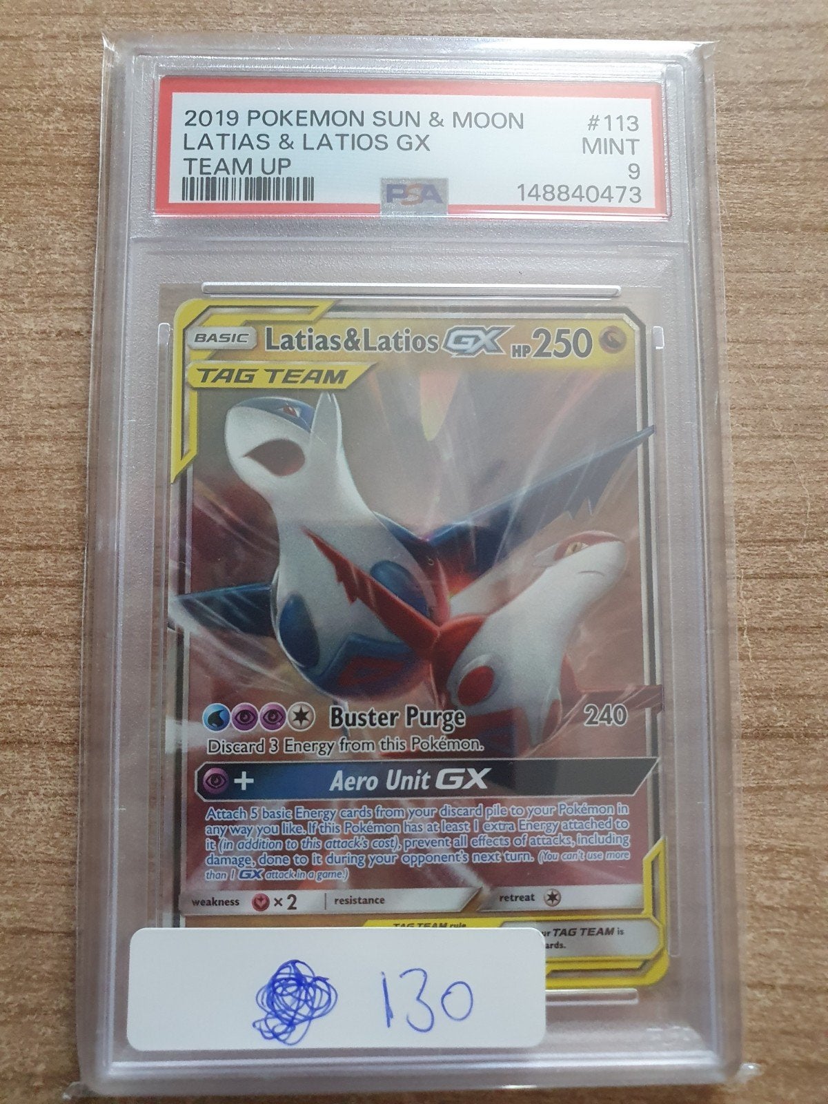 PSA 9 Latias & Latios #113 GX Tag Team Pokemon Kaart, Ophalen of Verzenden, Nieuw, Losse kaart, Foil