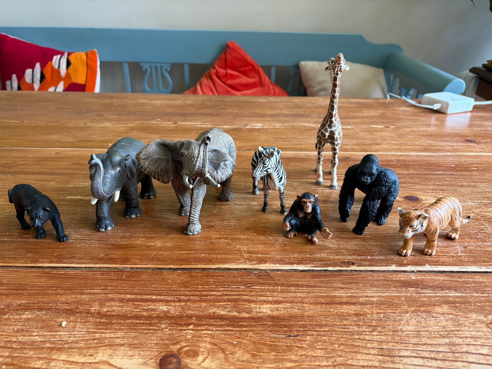 Schleich dieren 8x gorilla giraffe olifant aap tijger panter, Ophalen of Verzenden, Gebruikt, Jongen of Meisje