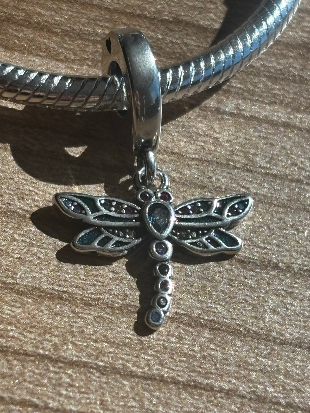 Zilveren Libelle Bedel met Strass - Pandora Stijl, Overige merken, Ophalen of Verzenden, Zo goed als nieuw, 1 bedel
