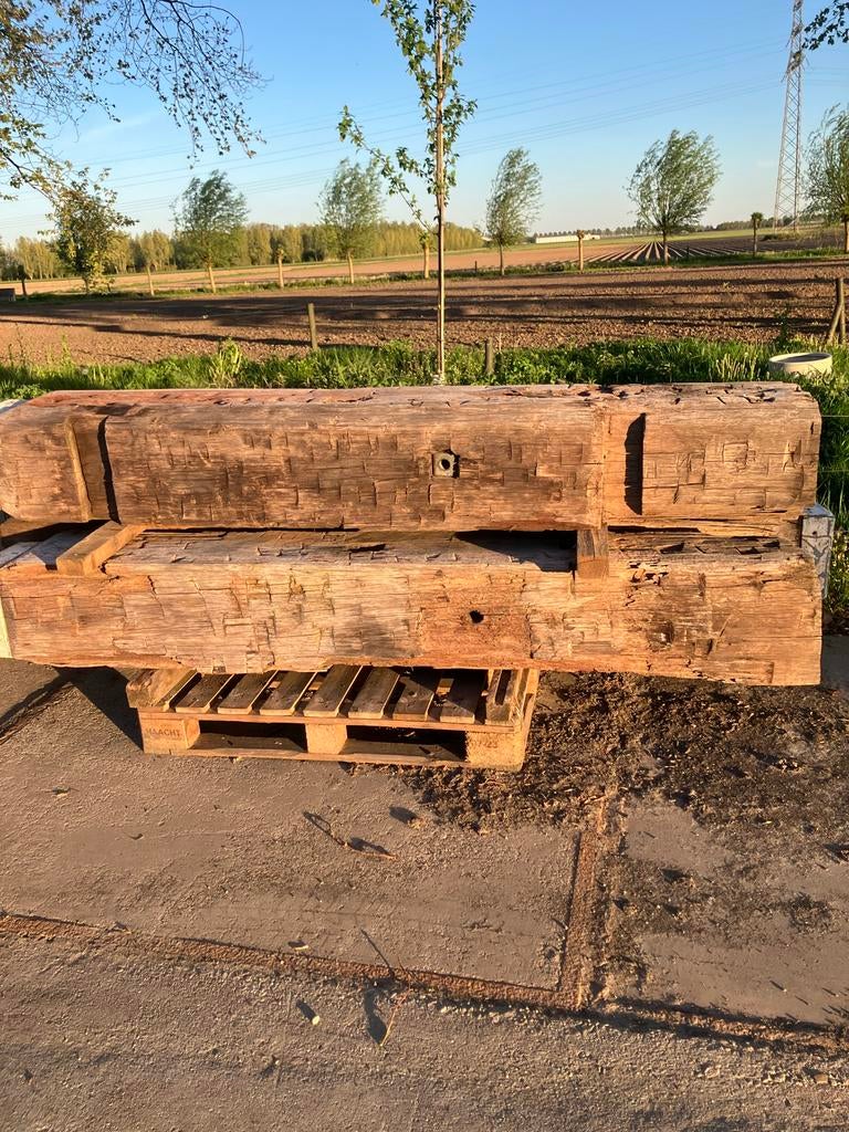 Oude meerpalen - Decoratie voor tuin of project, Ophalen of Verzenden, Gebruikt, 250 cm of meer, Palen