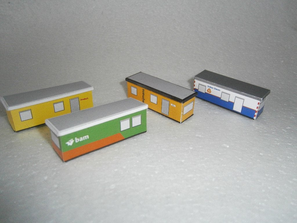 Bouwplaten voor 6 bouwketen/portocabines, schaal N, Ophalen, Gelijkstroom, Trix, Analoog