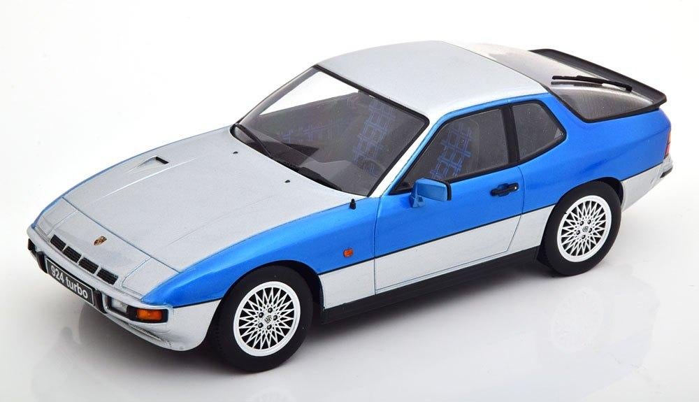 Porsche 924 Turbo Zilver/Blauw KK-Scale 1:18, Hobby en Vrije tijd, Modelauto's | 1:18, Ophalen of Verzenden, Nieuw, Auto, Overige merken