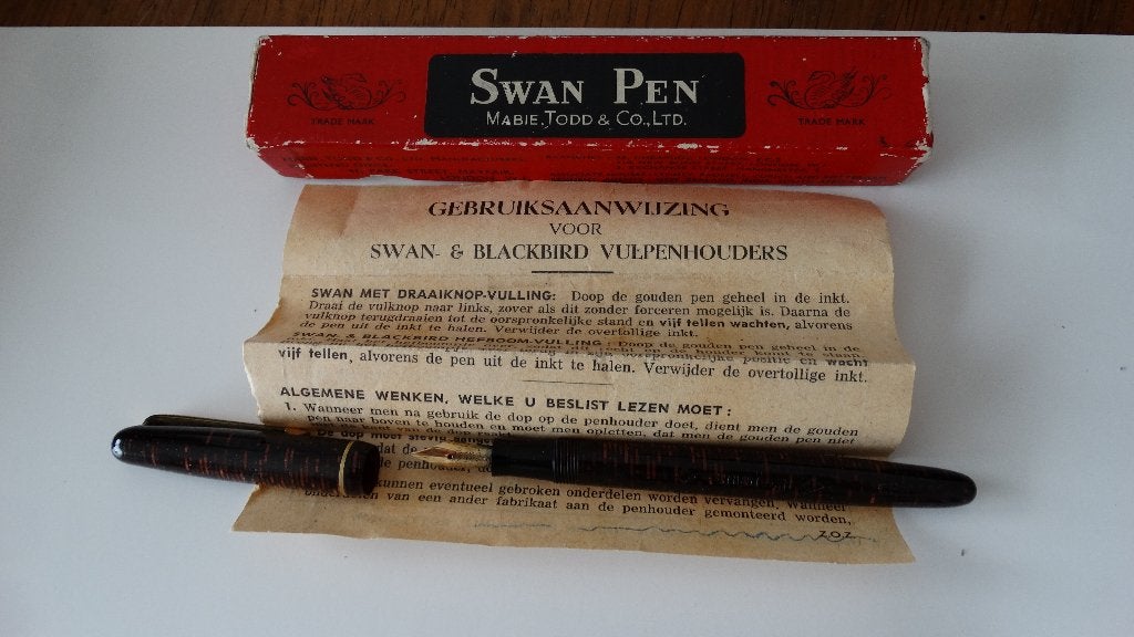 Swan vulpen 14 krt goud, Verzamelen, Pennenverzamelingen, Overige merken, Gebruikt, Met doosje, Ophalen of Verzenden