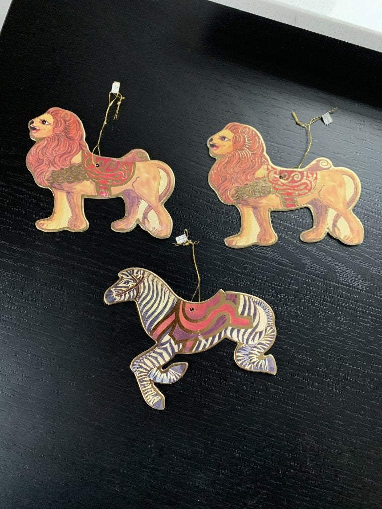 Drie Gisela Graham London dubbelzijdig ornamenten met label, Ophalen, Overige typen