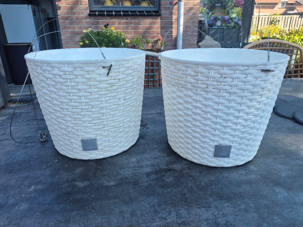 Set van 2 Prosperplast Rato Round hangpotten, Kunststof, Gebruikt, Minder dan 30 cm, Balkon