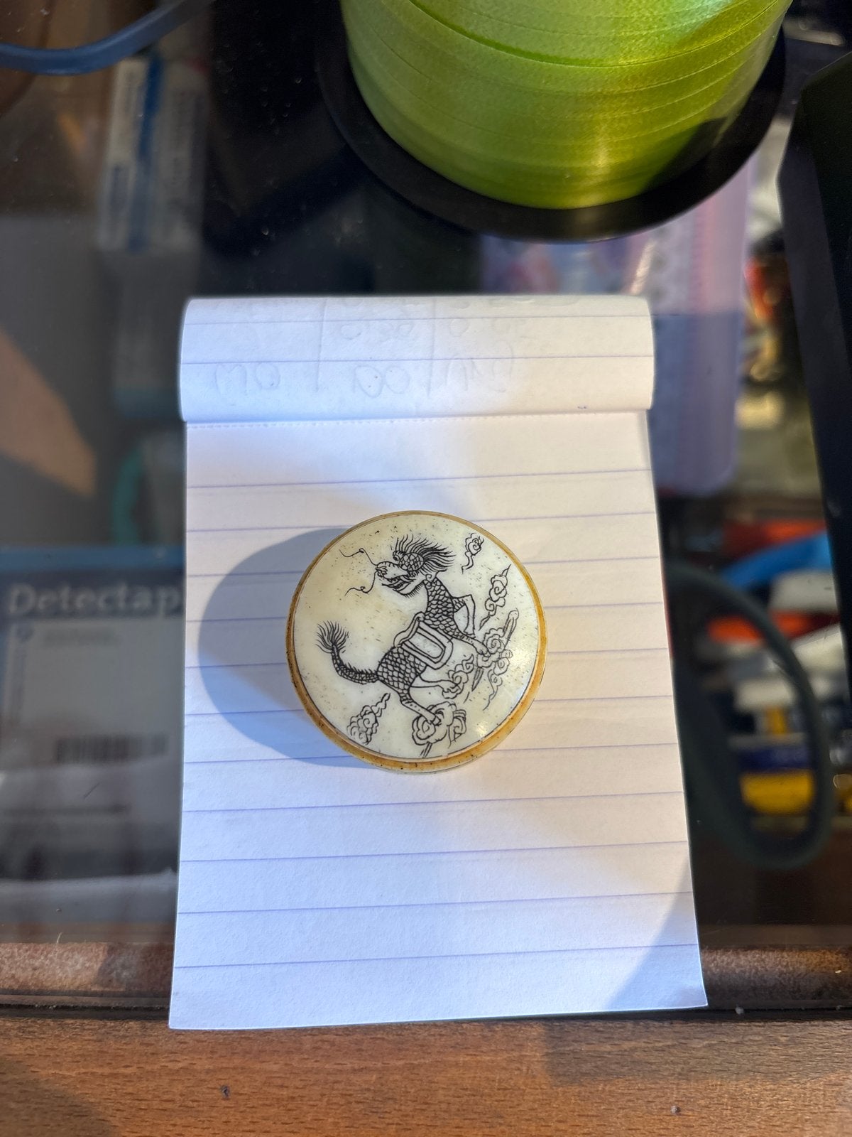 Antiek ivoren doosje met drakenmotief, Antiek en Kunst, Ophalen of Verzenden