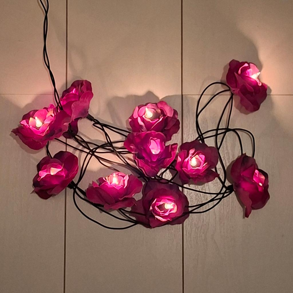 Roze Rozen Lichtsnoer - Sfeervolle Decoratie, Ophalen of Verzenden, Gebruikt, Romantisch, Sfeervol, Bloemig