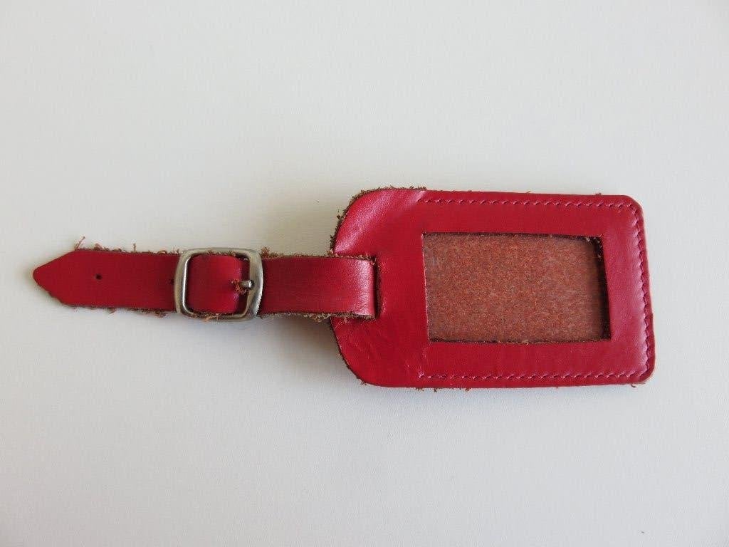 rood leren bagagelabel, kofferlabel van echt leer, Minder dan 40 cm, Minder dan 35 cm, Zo goed als nieuw, Rood