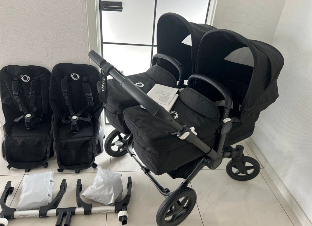 bugaboo donkey 5, twin, zwart, Ophalen, Bugaboo, Zo goed als nieuw, Combiwagen