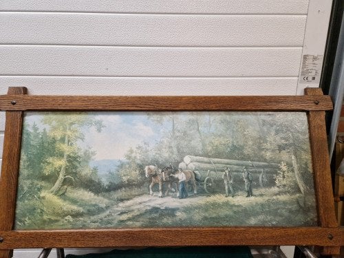 schilderij pila werkpaarden in bos, Ophalen of Verzenden, 'T Olde Gre-j, Info@toldegrej.nl, Endepoelstraat 20f Didam