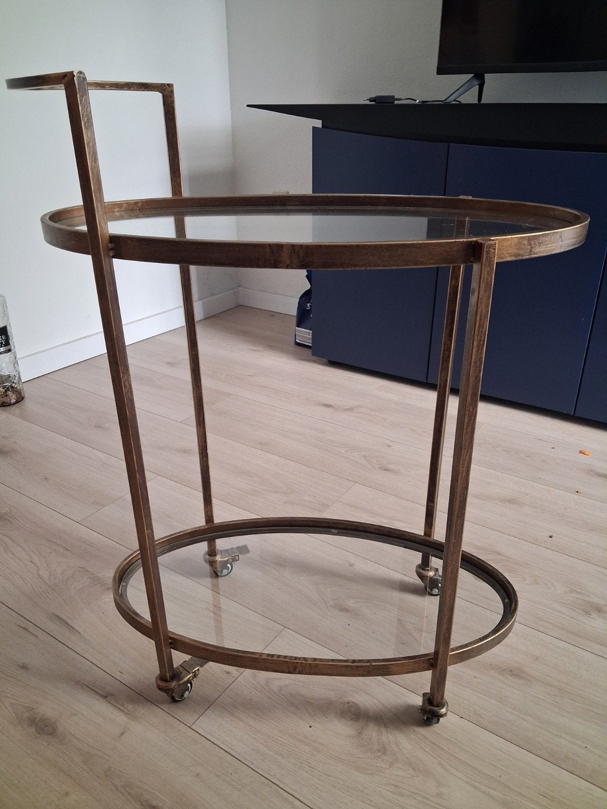 Serveerwagen, butler trolley met glazen platen, Gebruikt, 55 tot 75 cm, Glas, Modern, Art Deco