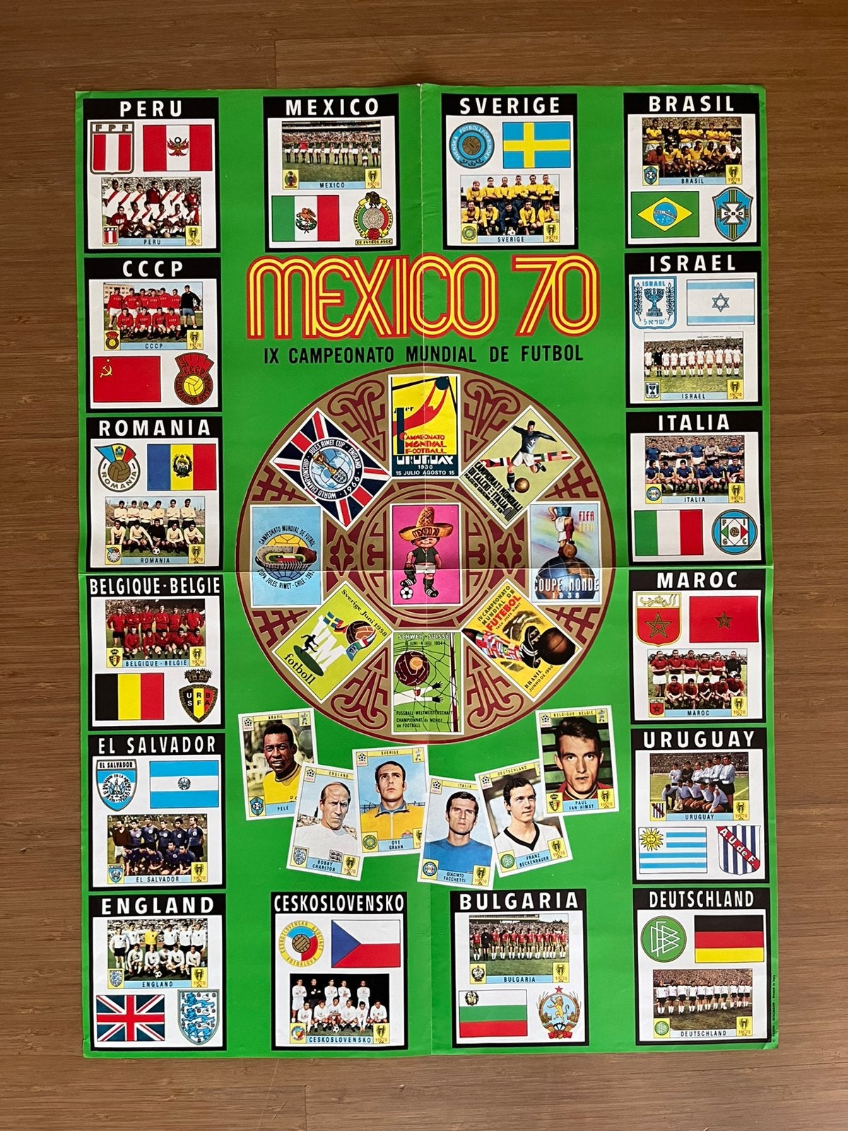 Panini 1970 Mexico 70 Poster Rare Pele Beckenbauer etc, Ophalen of Verzenden, Zo goed als nieuw, Meerdere stickers
