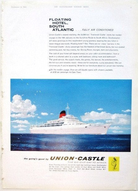 3 Engelse reclames uit 1961 - cruises toerism reizen reis, Ophalen of Verzenden, Gebruikt, Overige typen