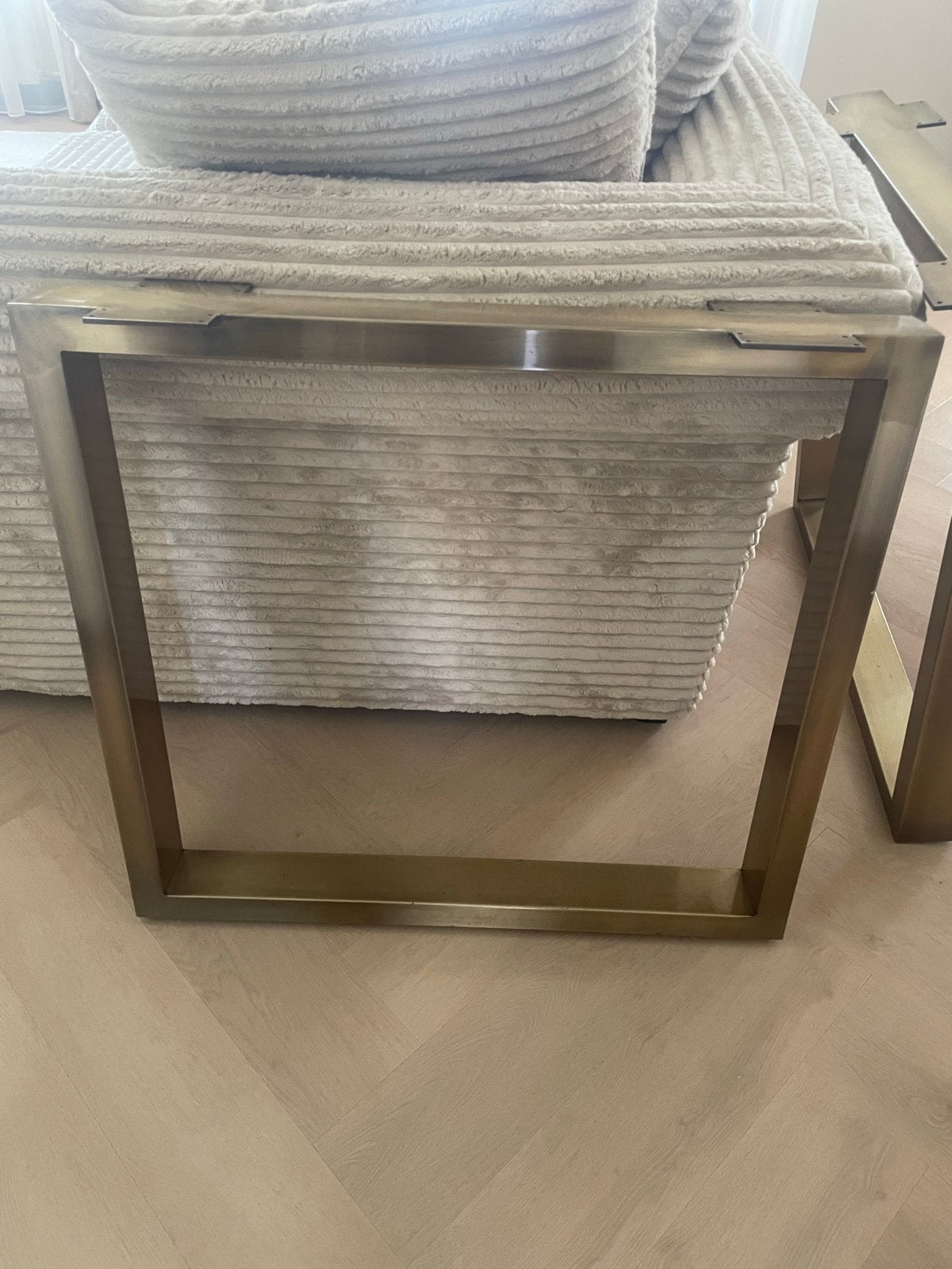 Gouden metalen tafelpoot, Huis en Inrichting, Tafelonderdelen, Ophalen, Tafelpoot, 50 tot 100 cm, Zo goed als nieuw