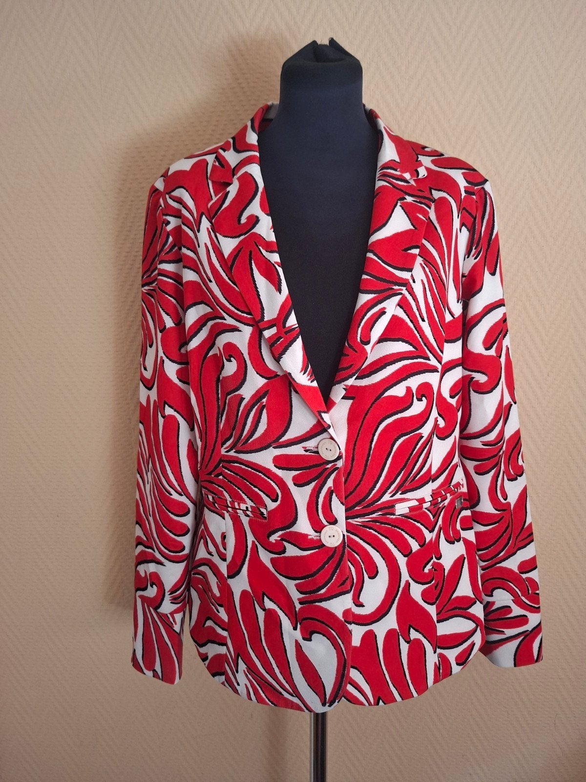 Prachtige TQ Amsterdam Blazer - Rood/Beige - Maat L, Maat 42/44 (L), Zo goed als nieuw, Jasje, Rood