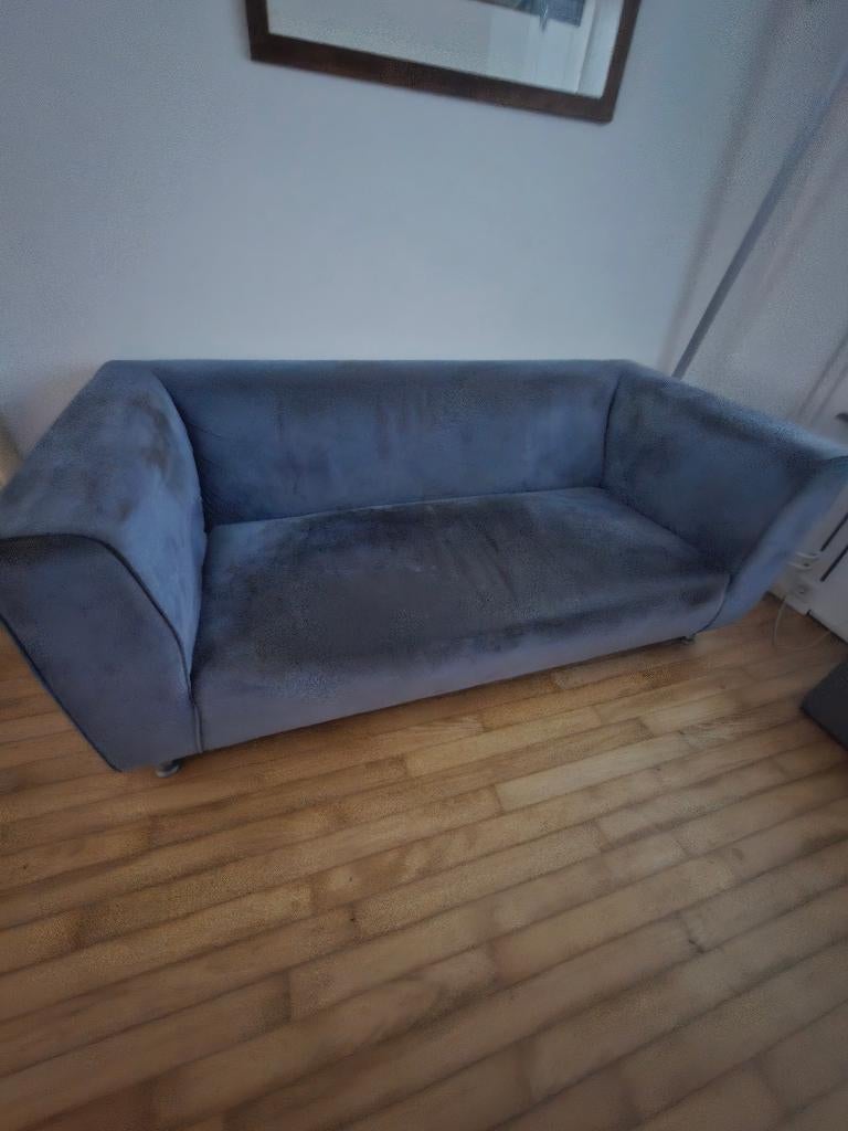 Blauwe bank 2,5 zitter, alcantara, Ophalen, Gebruikt, 150 tot 200 cm, Tweepersoons
