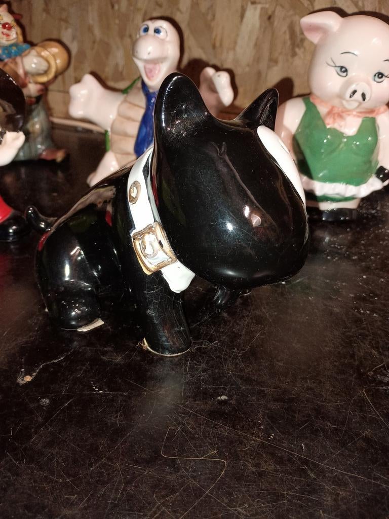 Spaarpot Vintage Bull Terrier  - Zwart met Wit, Ophalen