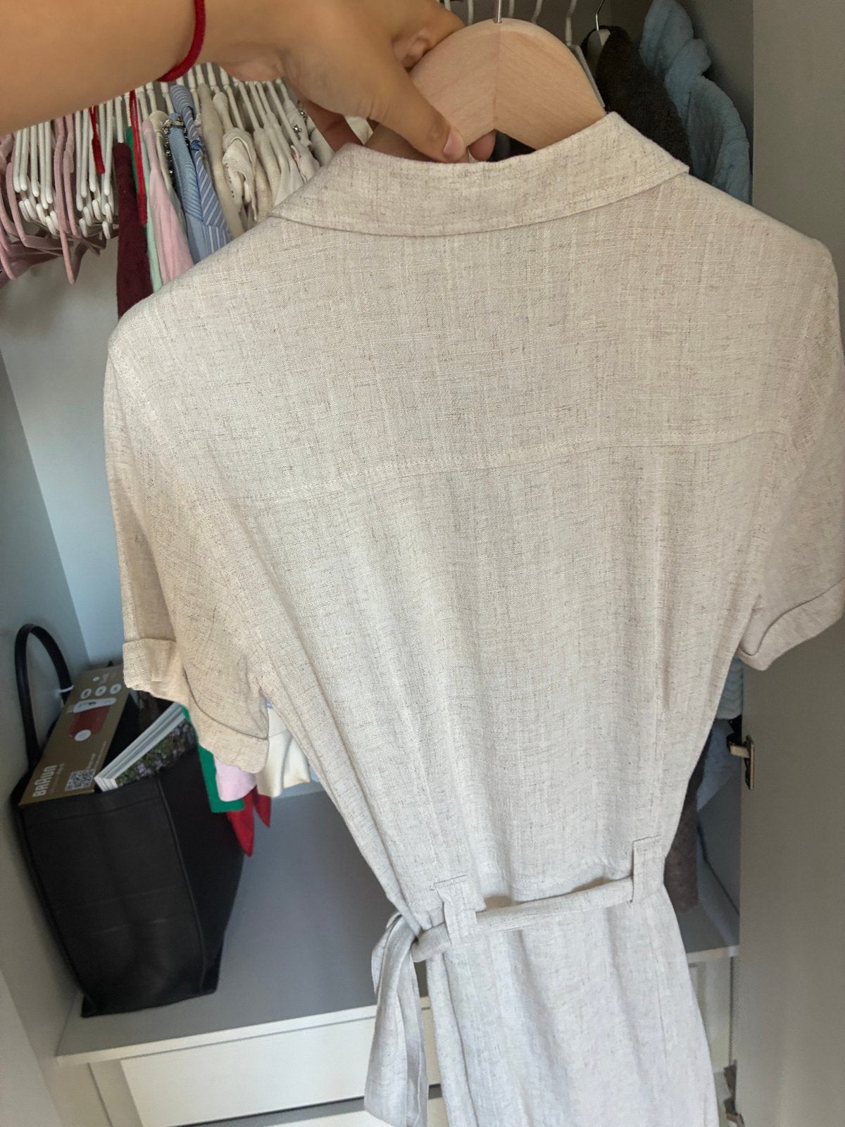 Nieuwe ONLY linnen overhemdjurk maat S met prijskaartje, Beige, Nieuw, Ophalen of Verzenden, Knielengte