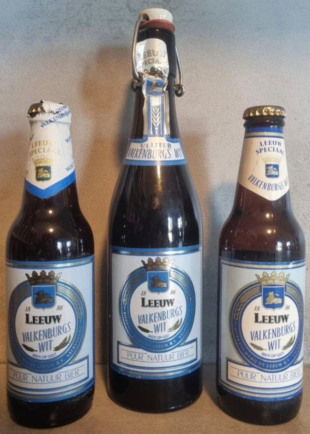 3x De Leeuw, Valkenburg: Valkenburgs Wit '92 50cl, '92 & '96, Verzamelen, Ophalen of Verzenden, Zo goed als nieuw, Flesje(s), Overige merken
