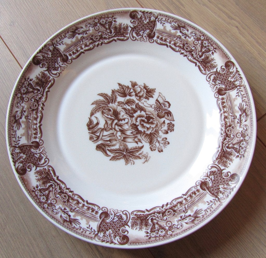 2 grote borden met bruin bloemmotief, Overige materialen, Ophalen of Verzenden, Zo goed als nieuw, Bord(en)