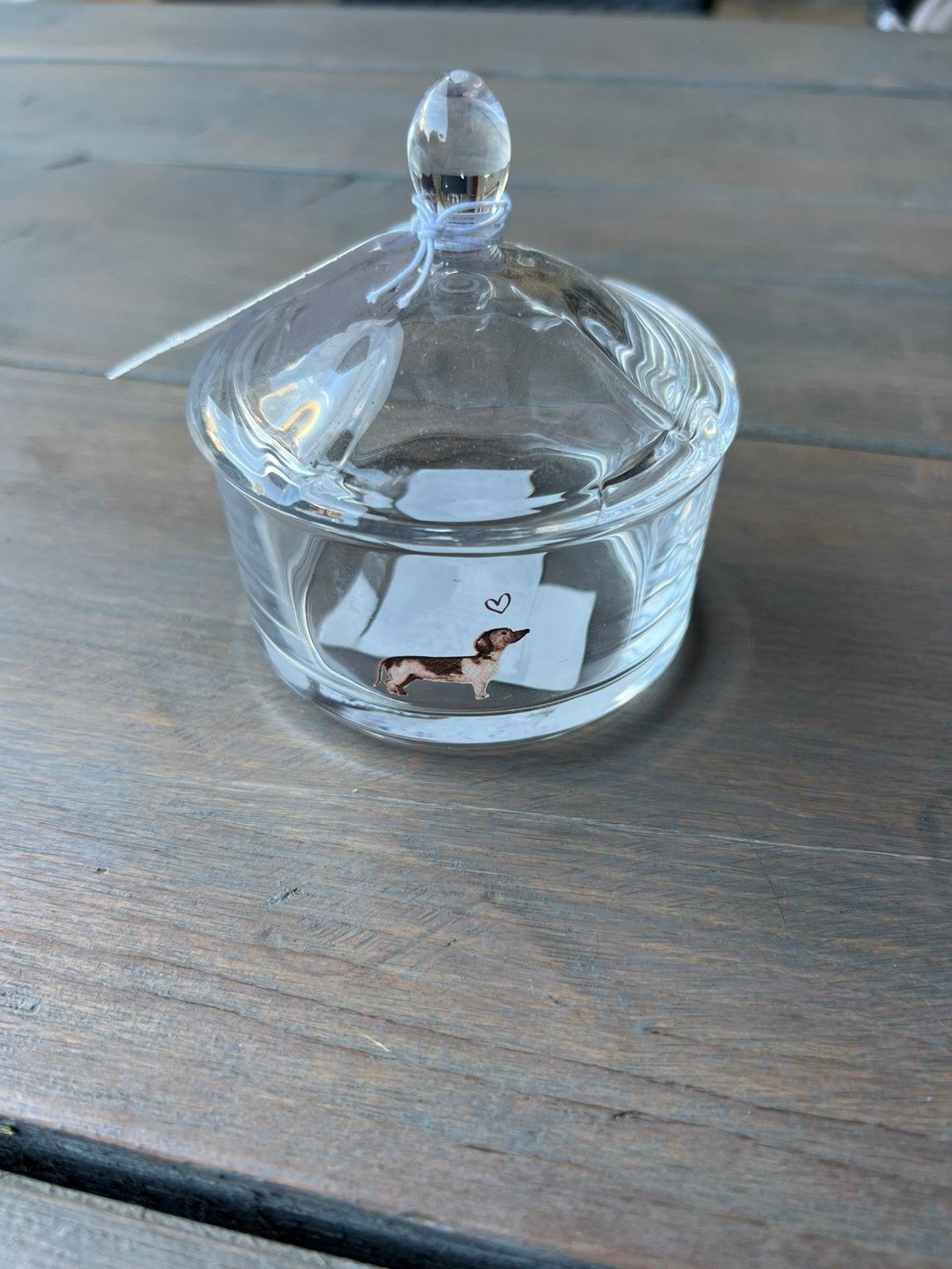 Glazen voorraadpotje, teckel, clayre & eef, Glas, Nieuw, Ophalen of Verzenden, Voorraadpot