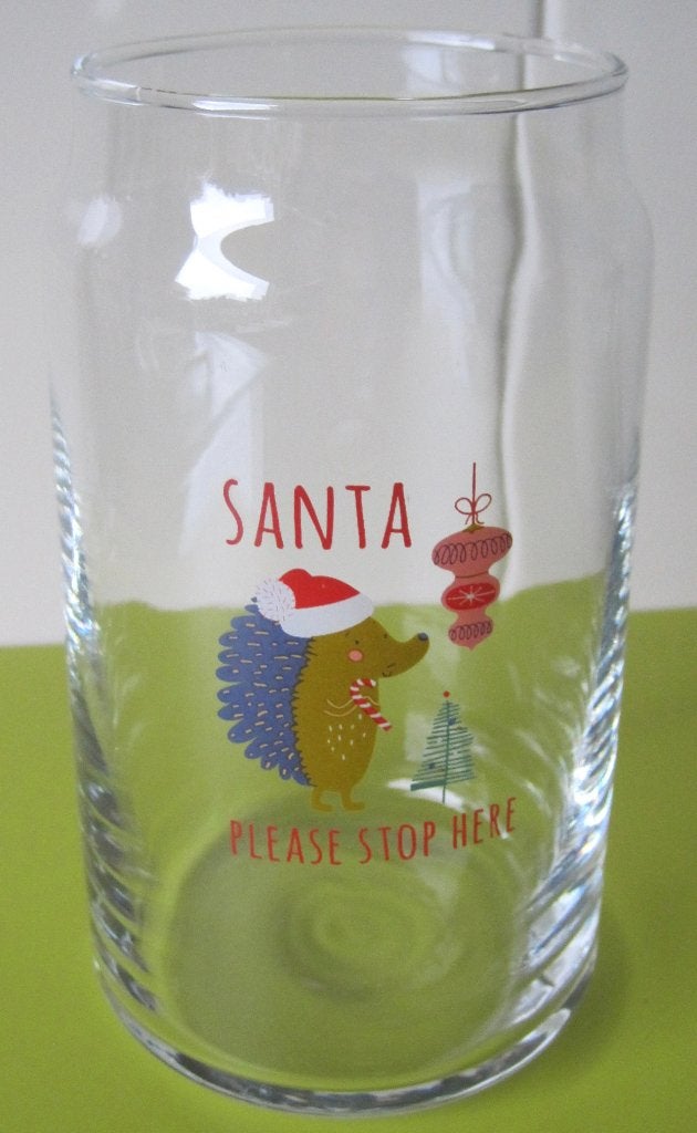 kerst vaasje met afbeelding van een egel en tekst, Ophalen of Verzenden, Zo goed als nieuw
