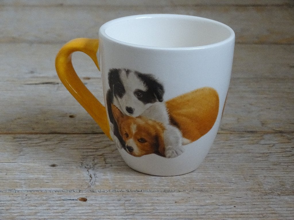 3x Mok, Francien, KAT/HOND, met gekleurd oor, z.g.a.n., Overige merken, Zo goed als nieuw, Overige stijlen, Aardewerk