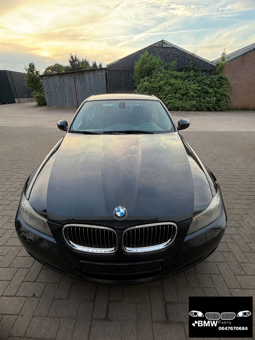 Voorkop BMW 3-Serie E90 E91 LCI bi-xenon zwart schwarz, Gebruikt, -, Ophalen of Verzenden, Bumper