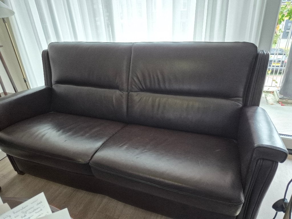 Leren bank, stoel en tweezit, Huis en Inrichting, Ophalen, Gebruikt, Klassiek, 150 tot 200 cm