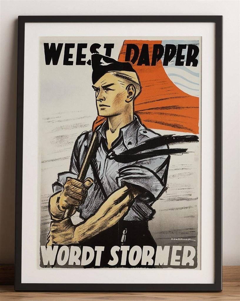 grote JEUGDSTORM Affiche Propaganda Poster n.s.b, Verzamelen, Verzenden, Luchtmacht, Nederland, Foto of Poster