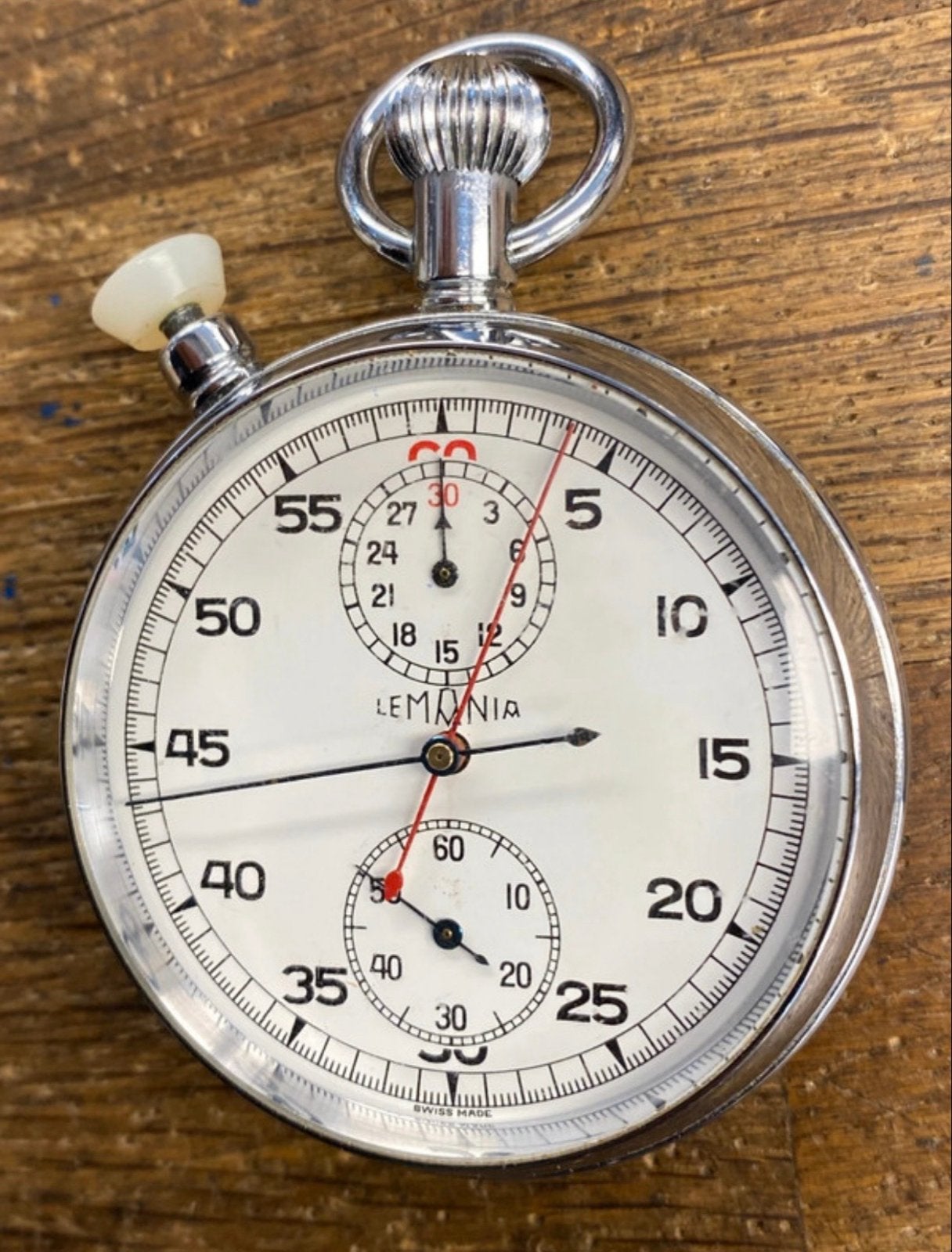 Lemania Nero Vintage split second stopwatch, Overige merken, Zakhorloge, Staal, 1930 tot 1960