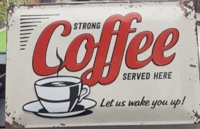 metalen koffiebordje, Verzamelen, Ophalen of Verzenden, Zo goed als nieuw, Reclamebord