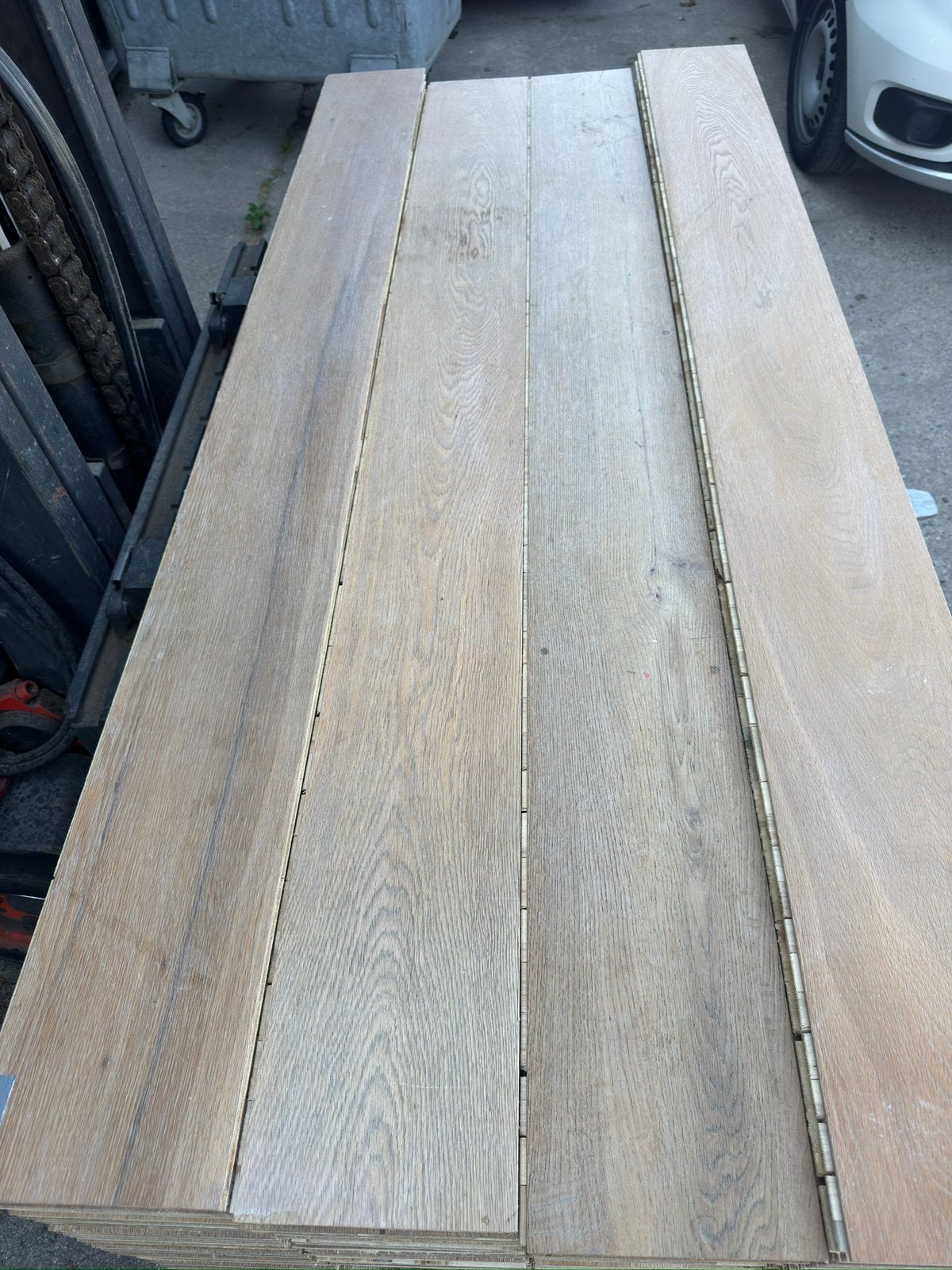 Eiken vloer 54 m2 lamelparket 19 cm breed 1,4 cm dik, Ophalen, Gebruikt, Vloerdelen of -planken, 10 m² of meer