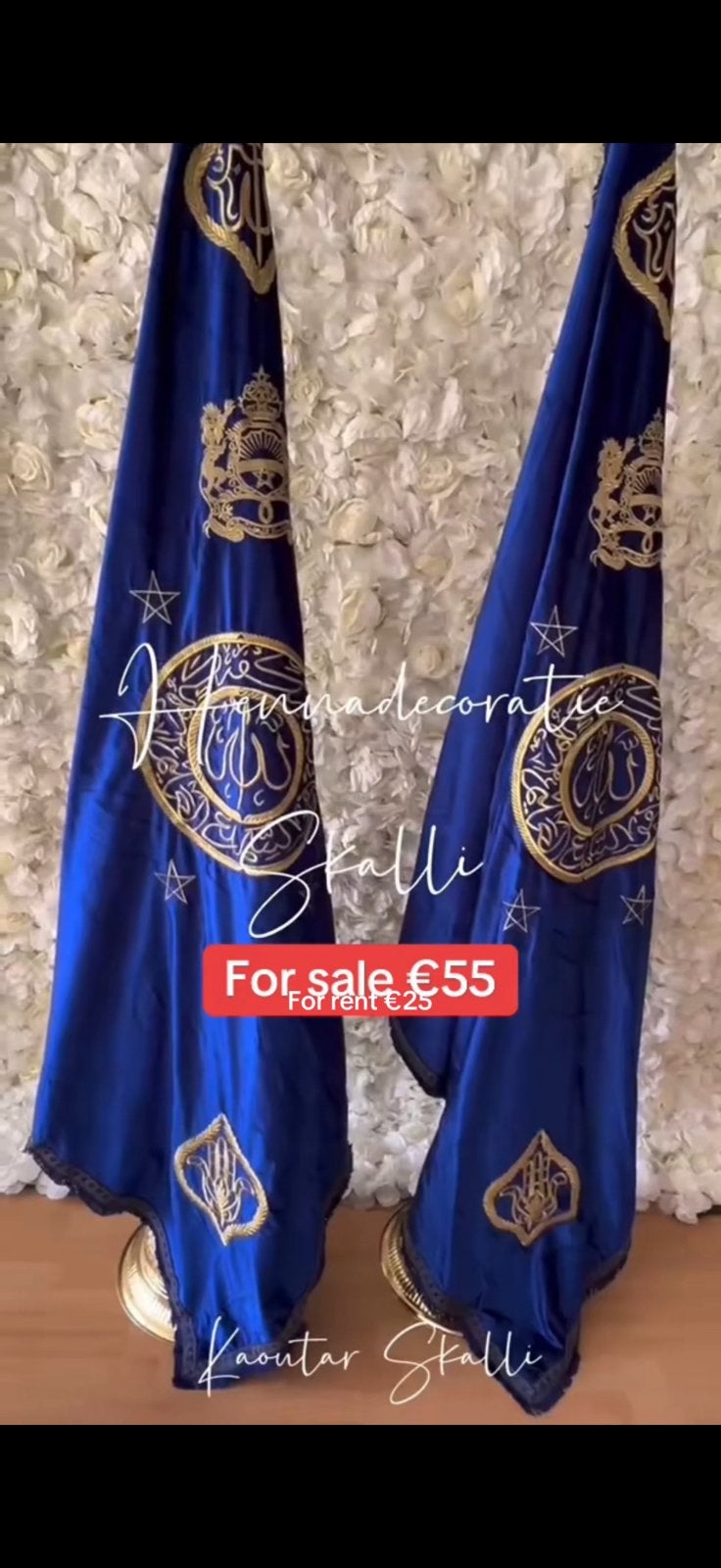 Marokkaanse blauwe vlaggen, Kleding | Dames, Trouwkleding en Trouwaccessoires, Ophalen of Verzenden, Zo goed als nieuw, Blauw